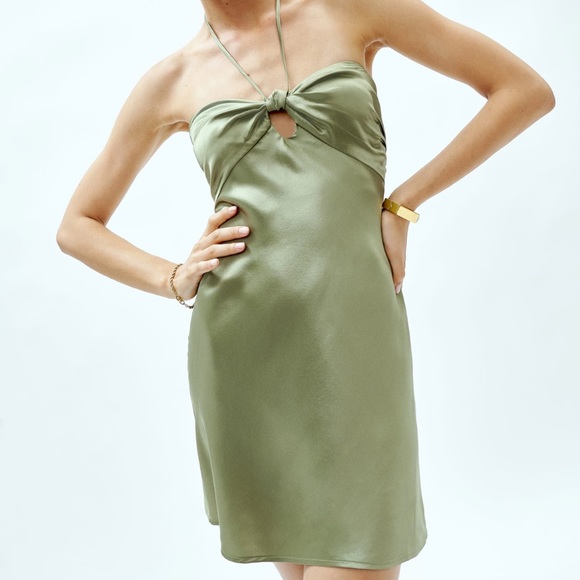 NWT Reformation Sorrentine Silk Dress in Artichoke Size 4 - Picture 2 of 6
